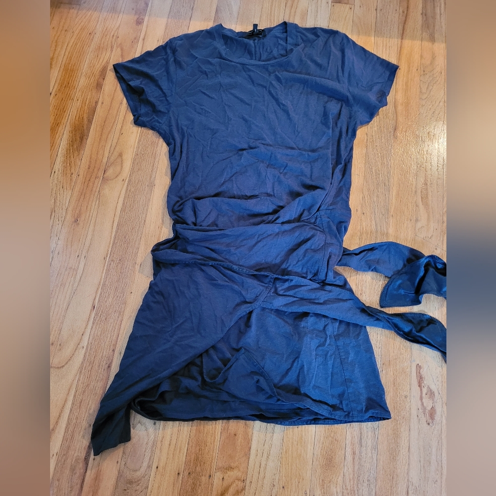 Rag & Bone Side Wrap/Tie Short-Sleeve Crew Neck T-Shirt Dress Blue Size Medium